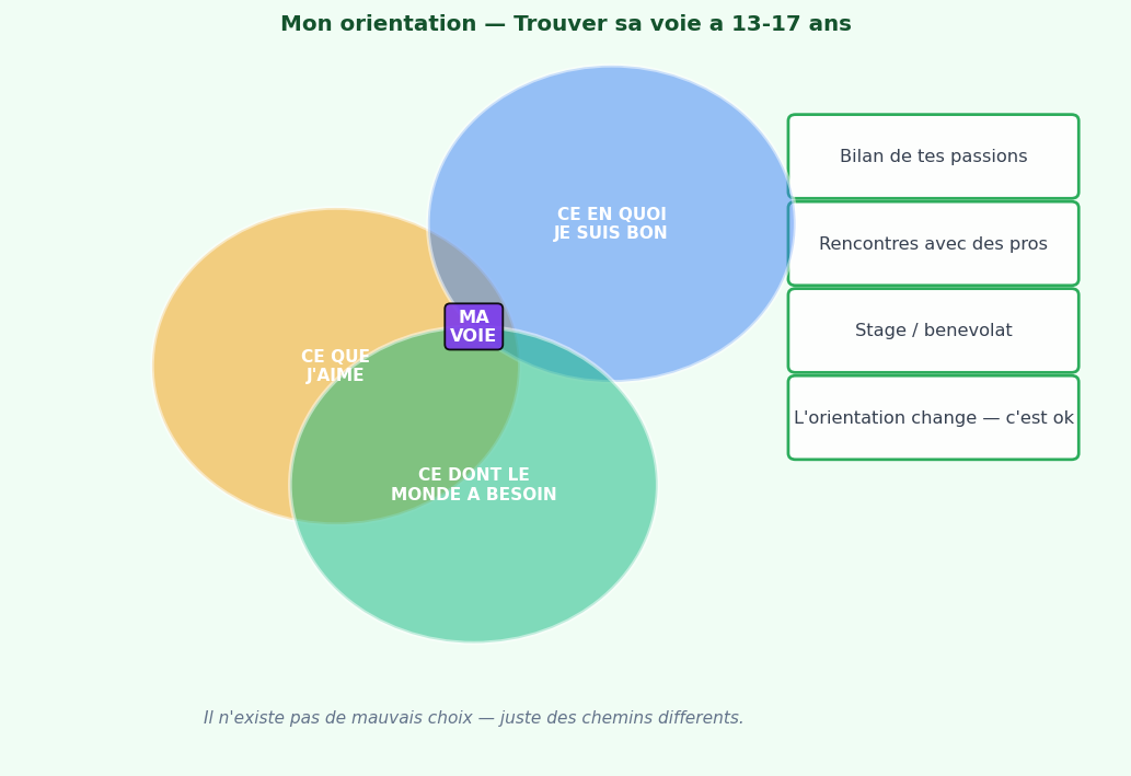 Modèle Ikigai — trouver sa voie à la croisée de ses passions, forces et valeurs