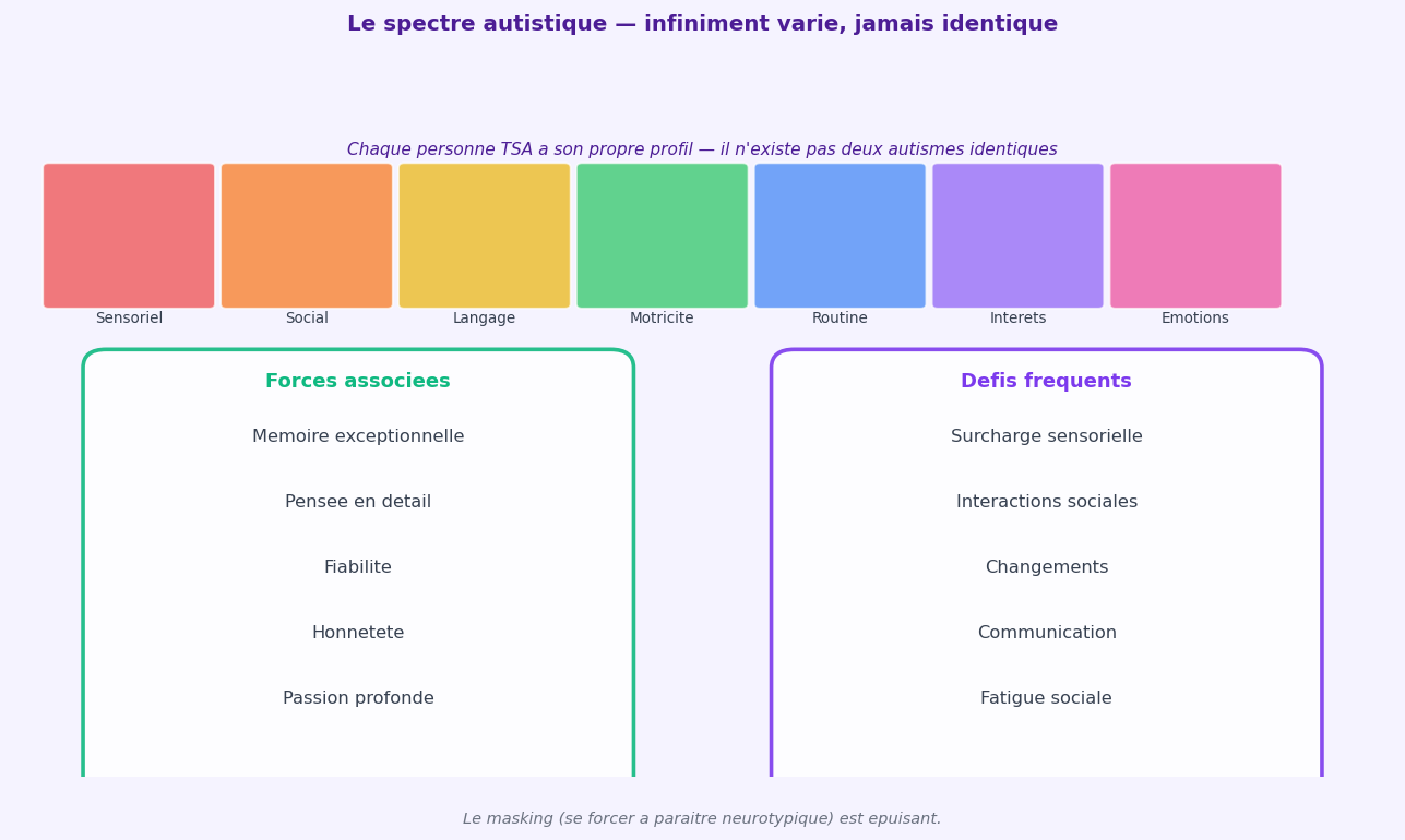 Le TSA est un spectre large : chaque personne autiste a un profil uniq